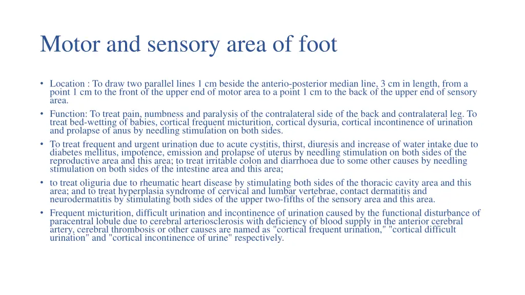 motor and sensory area of foot