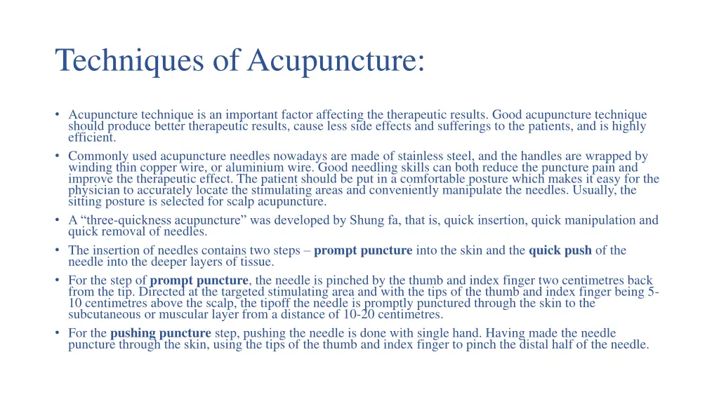 techniques of acupuncture