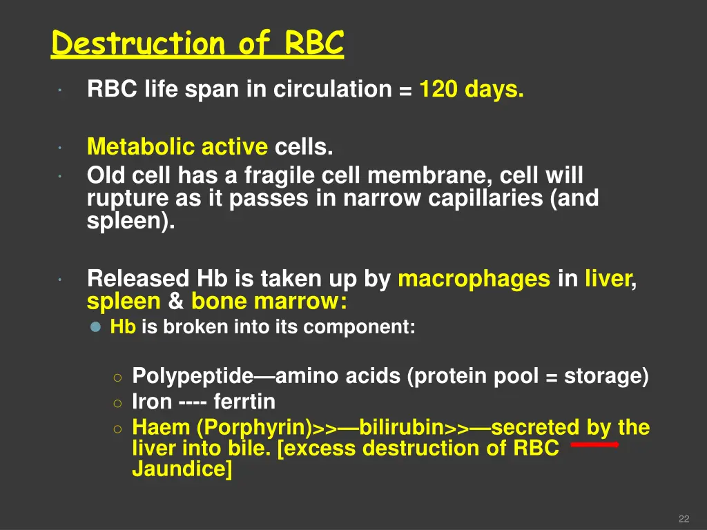 destruction of rbc