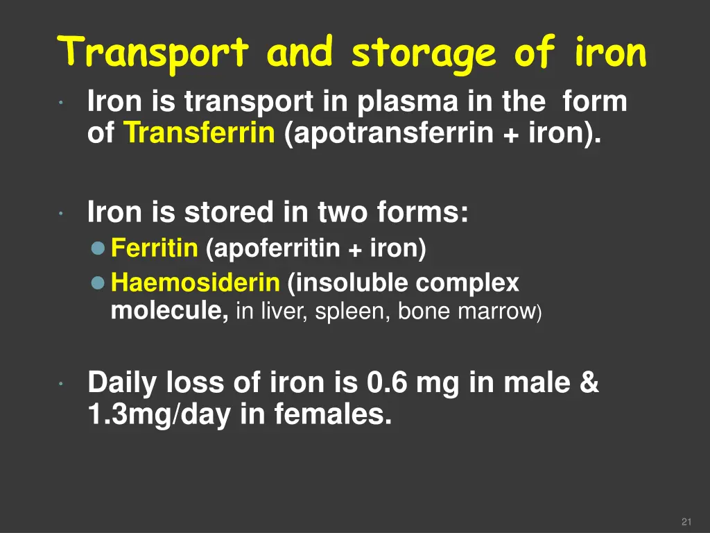 transport and storage of iron iron is transport