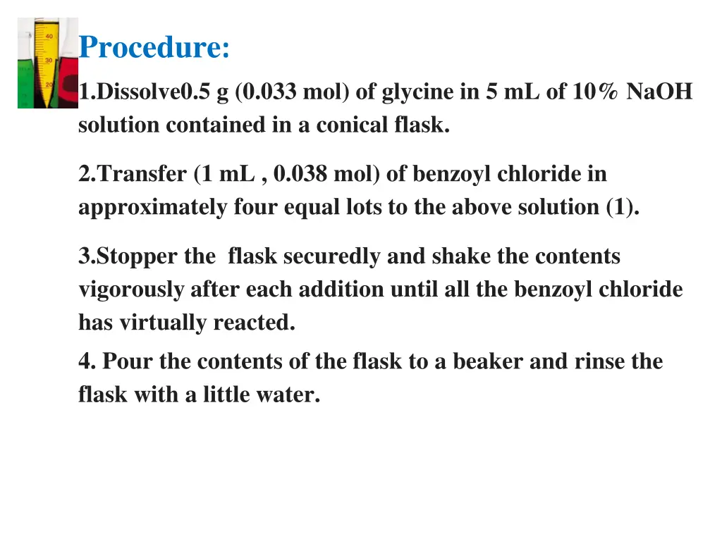 procedure 1 dissolve0 5 g 0 033 mol of glycine