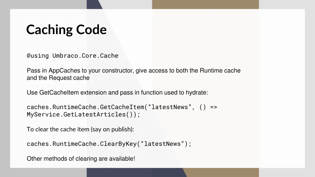 caching code