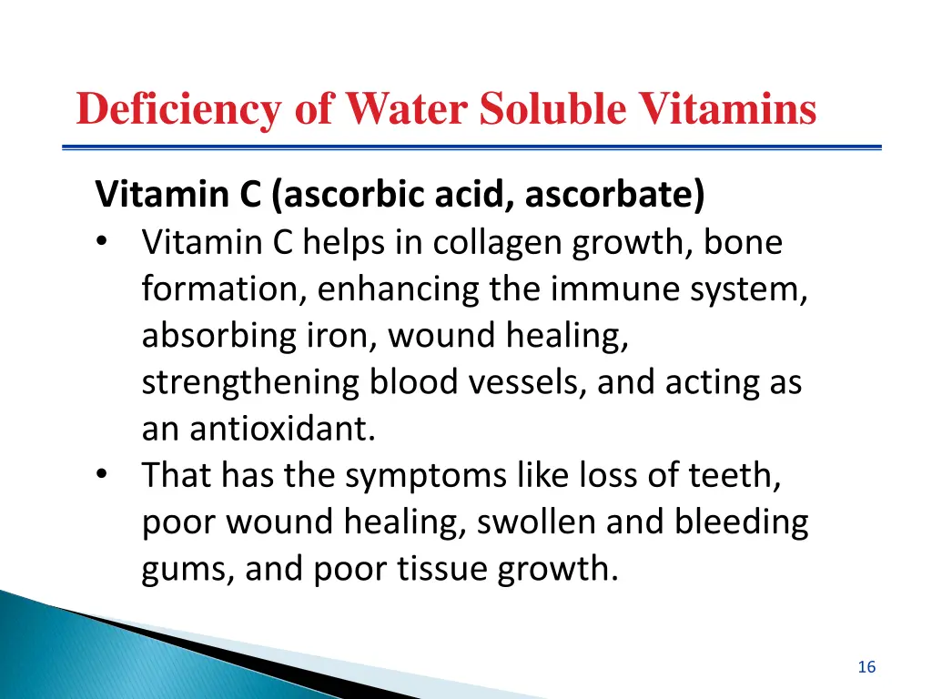deficiency of water soluble vitamins 3