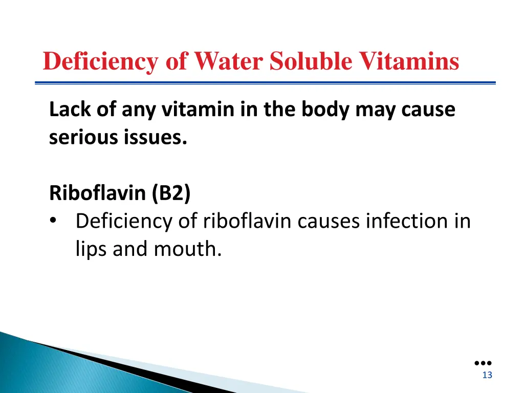 deficiency of water soluble vitamins
