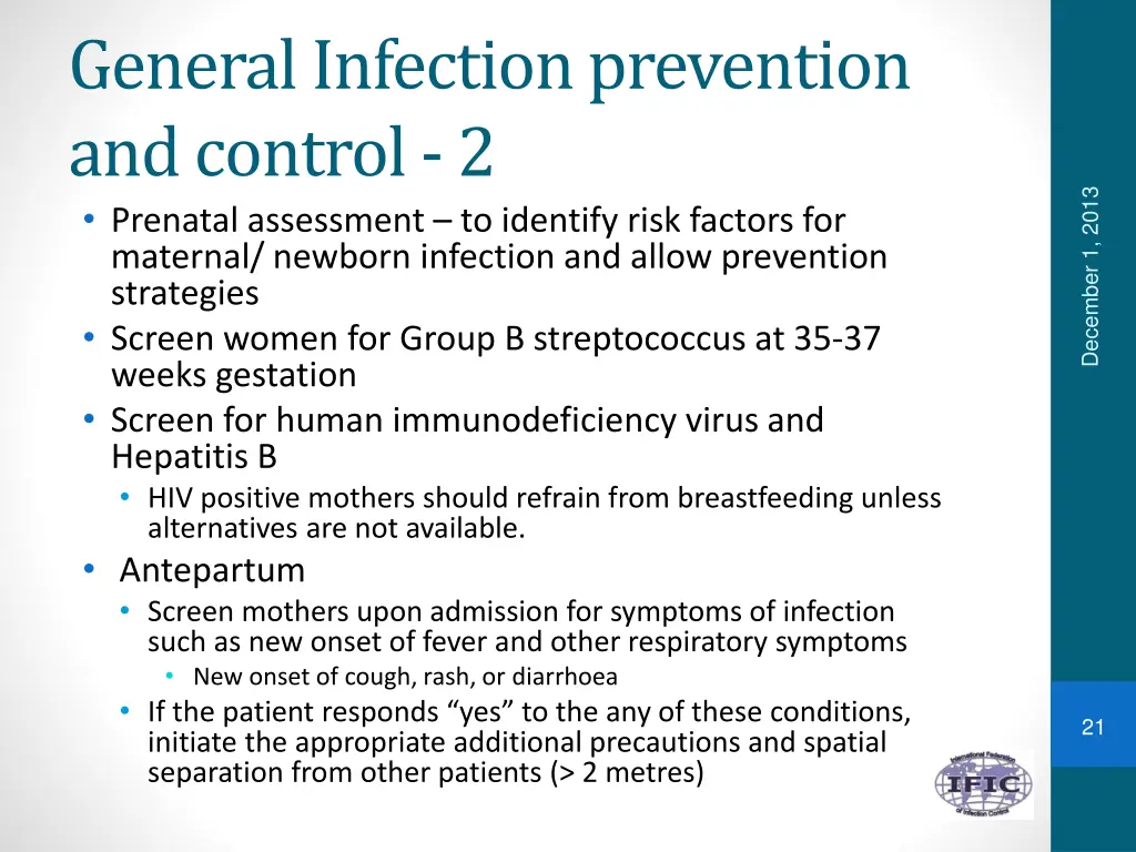 general infection prevention and control