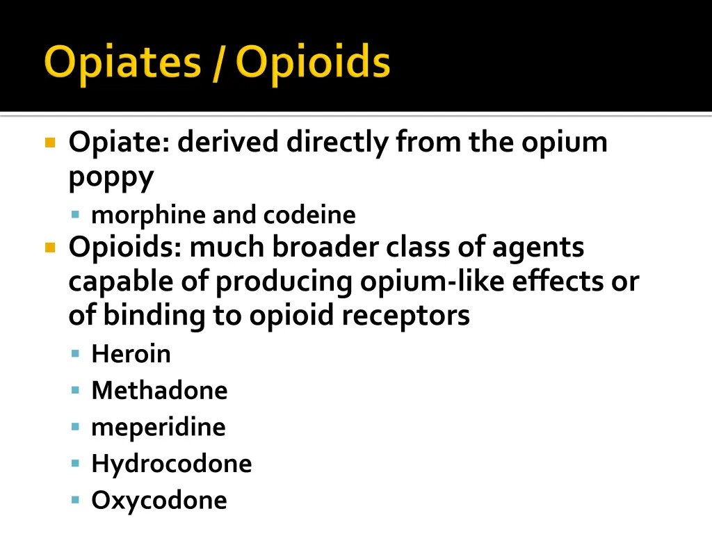 opiate derived directly from the opium poppy