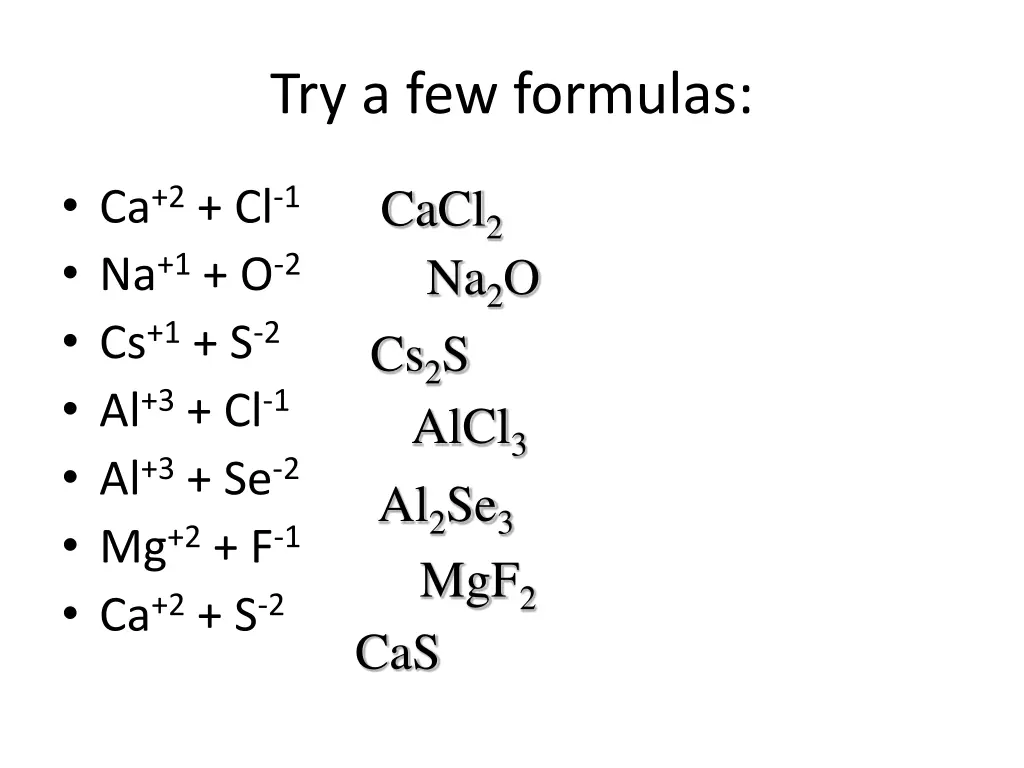 try a few formulas