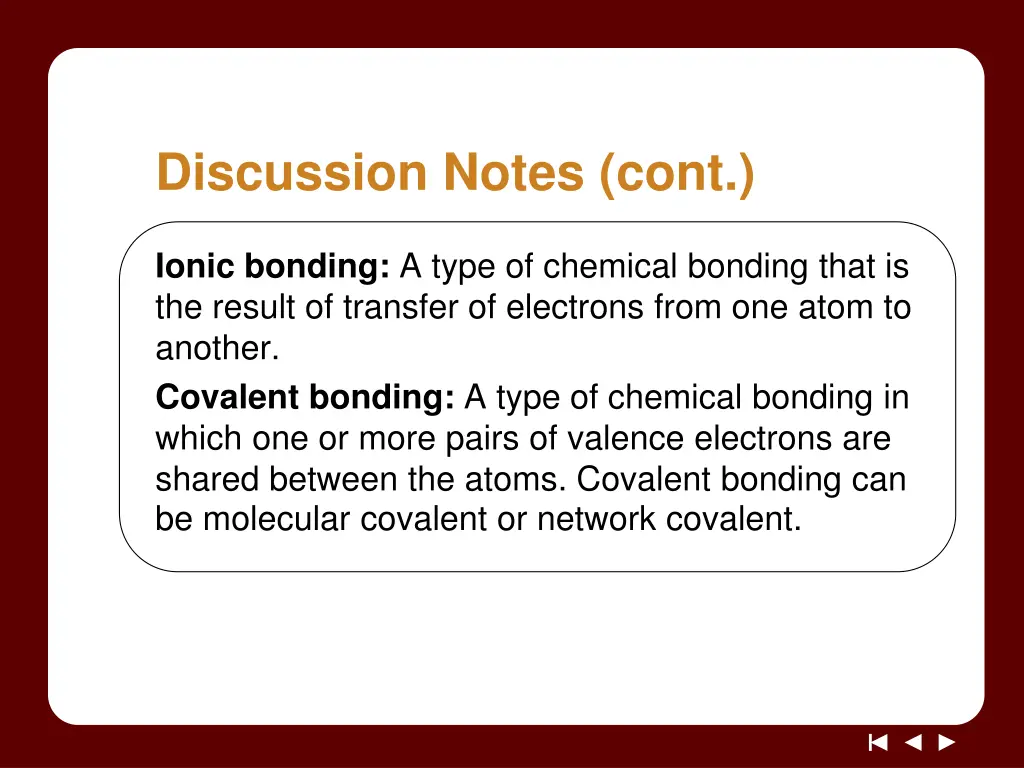discussion notes cont