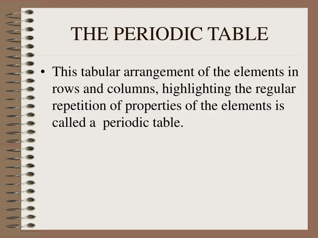 the periodic table 1