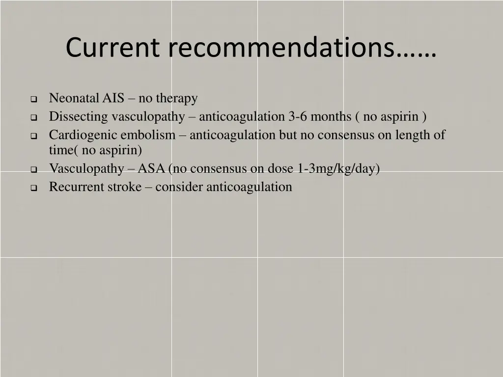 current recommendations