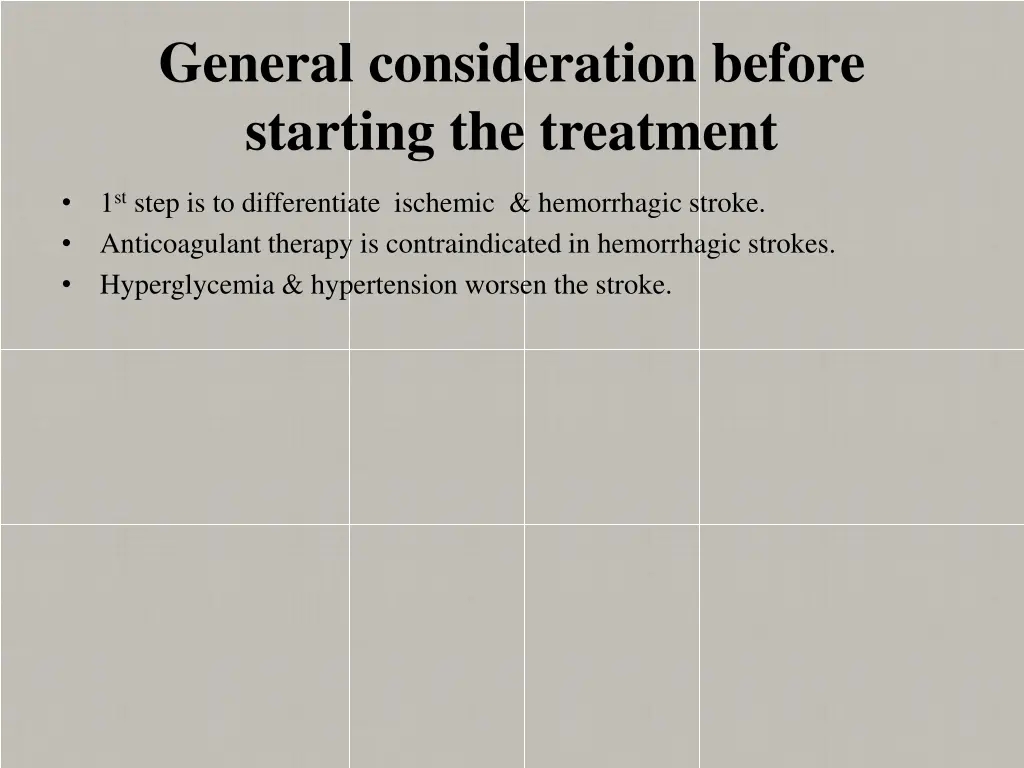 general consideration before starting
