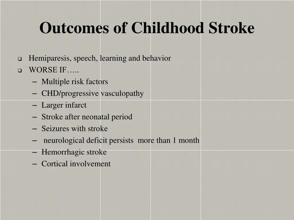 outcomes of childhood stroke