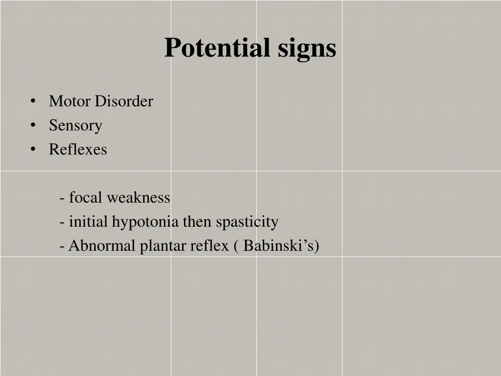 potential signs