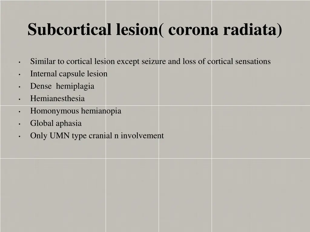 subcortical lesion corona radiata