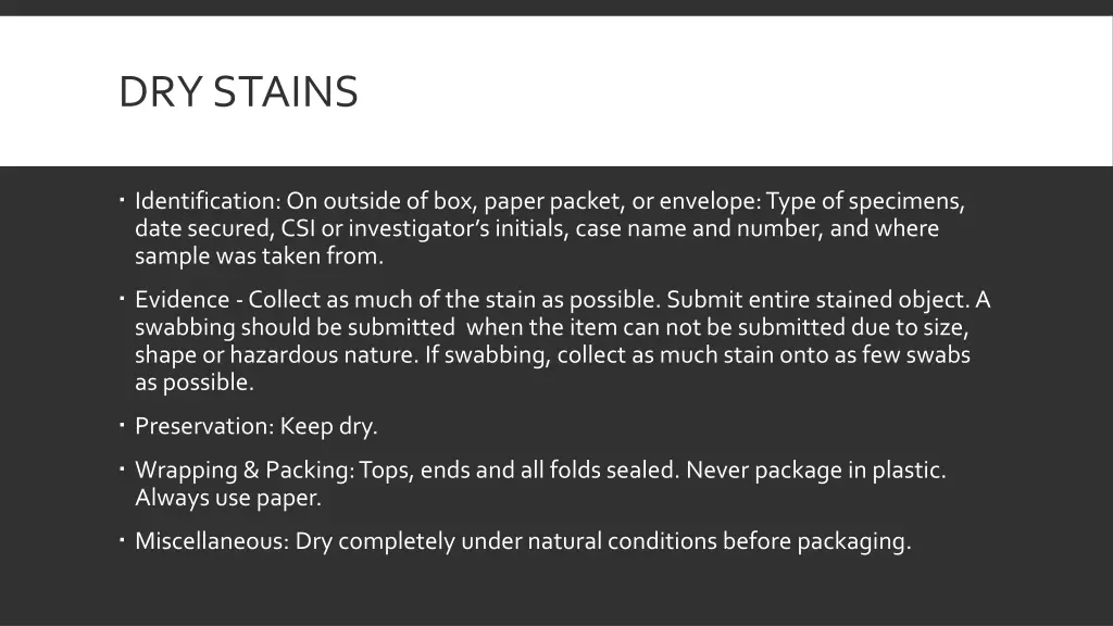 dry stains