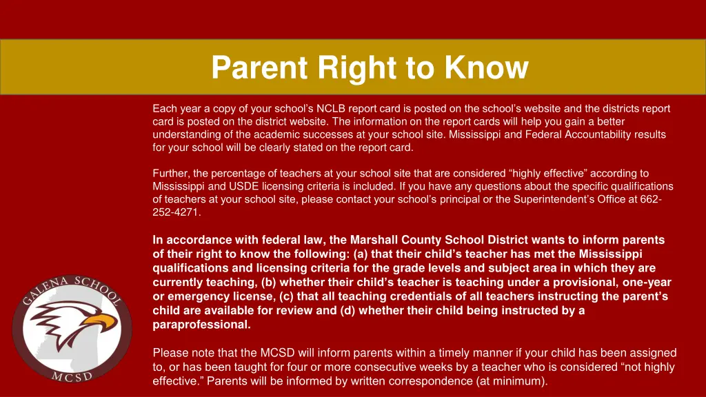 parent right to know 1