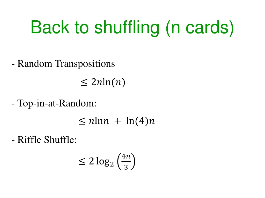back to shuffling n cards