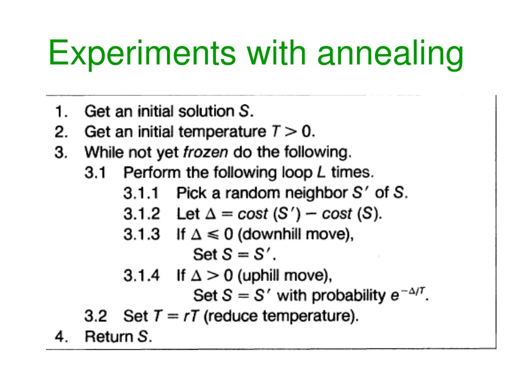 experiments with annealing 1