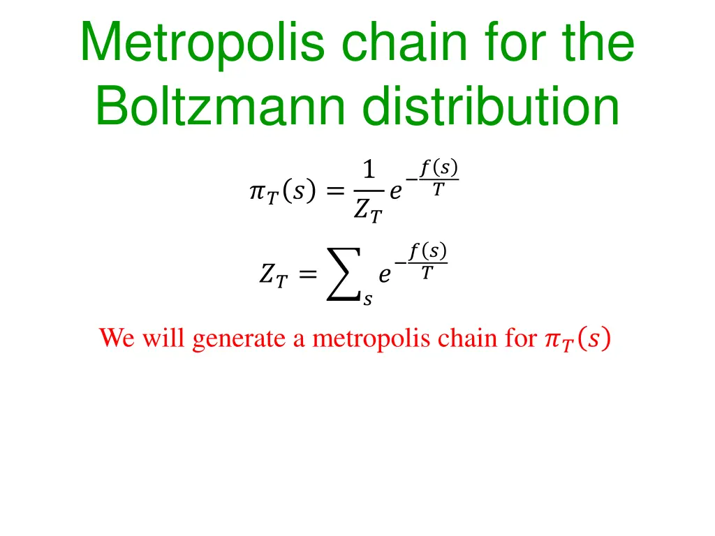 metropolis chain for the boltzmann distribution