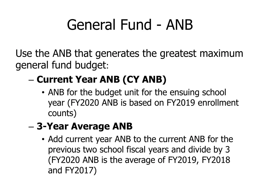 general fund anb 1