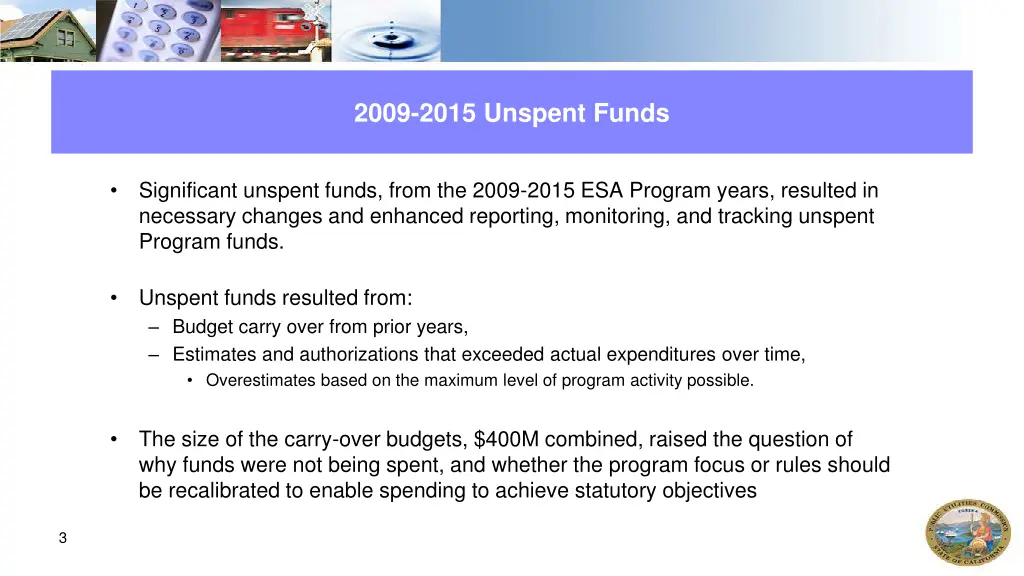 2009 2015 unspent funds