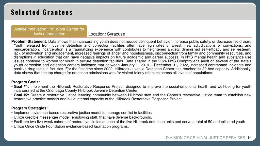 selected grantees 11