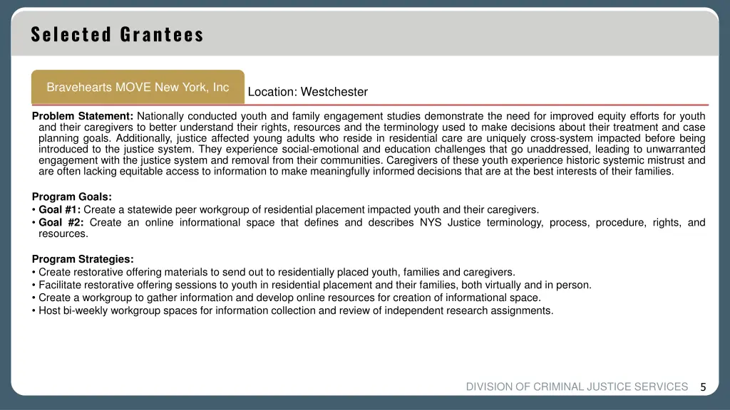 selected grantees 2