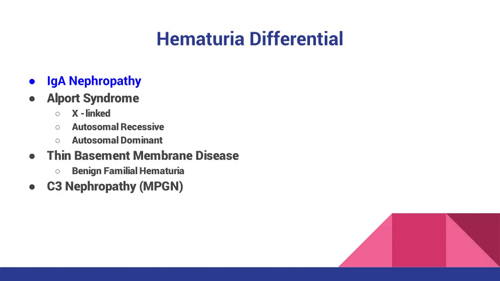 hematuria differential