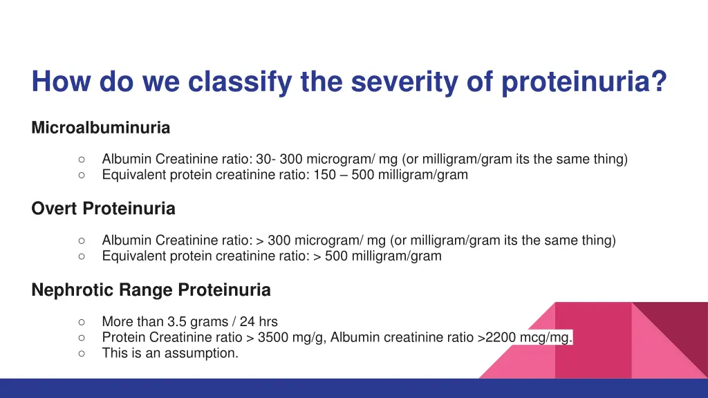 how do we classify the severity of proteinuria