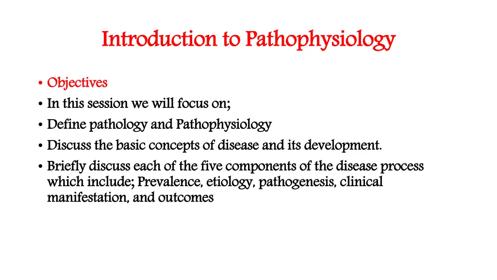 introduction to pathophysiology