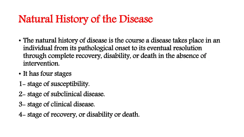 natural history of the disease