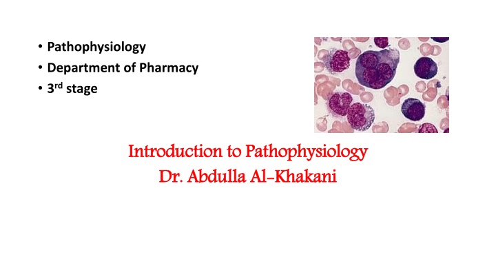 pathophysiology department of pharmacy 3 rd stage