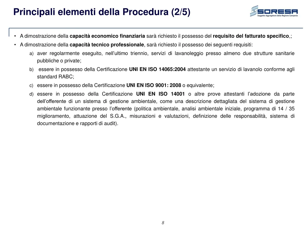 principali elementi della procedura 2 5