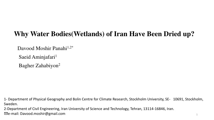 why water bodies wetlands of iran have been dried