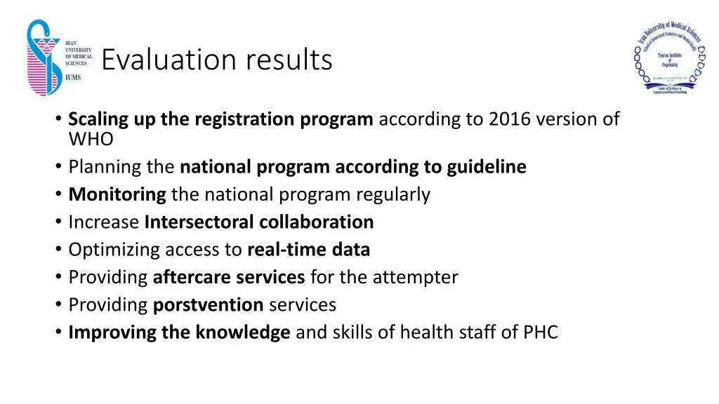 evaluation results