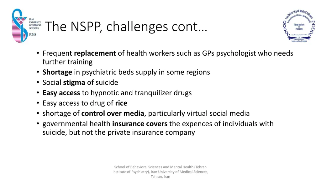 the nspp challenges cont