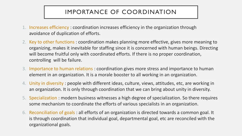 importance of coordination