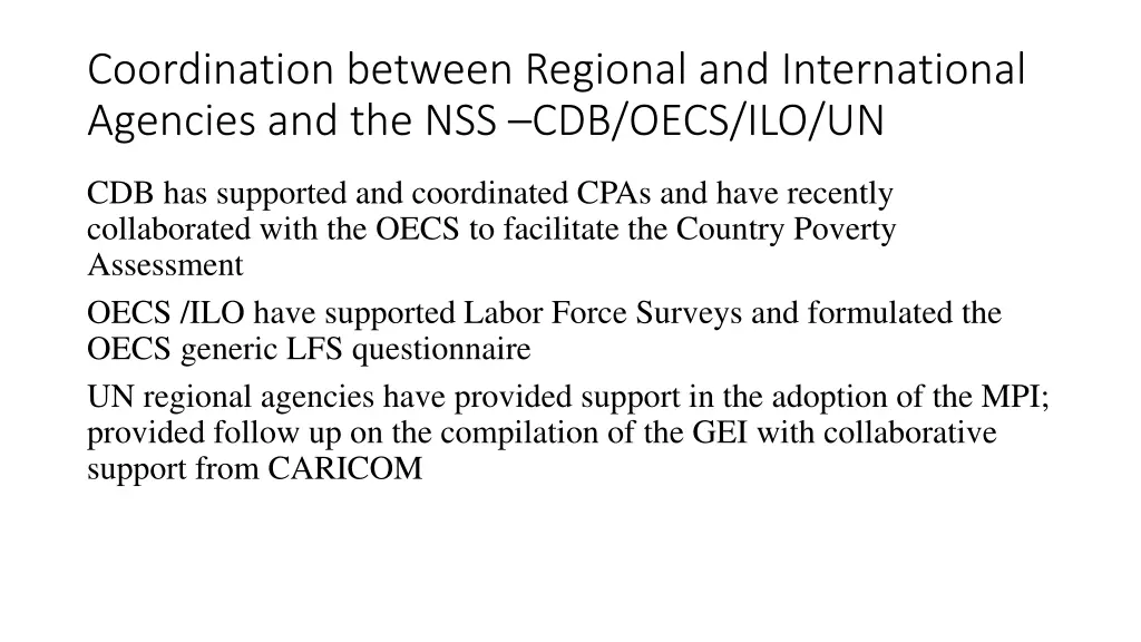 coordination between regional and international