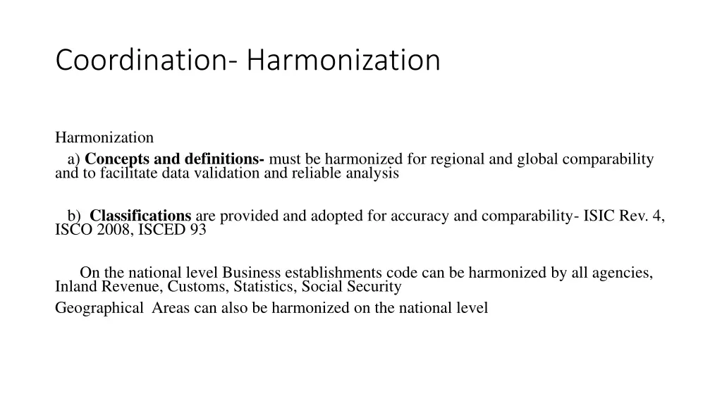 coordination harmonization