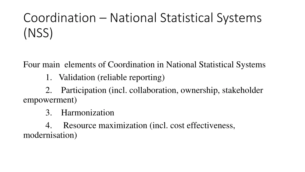 coordination national statistical systems nss