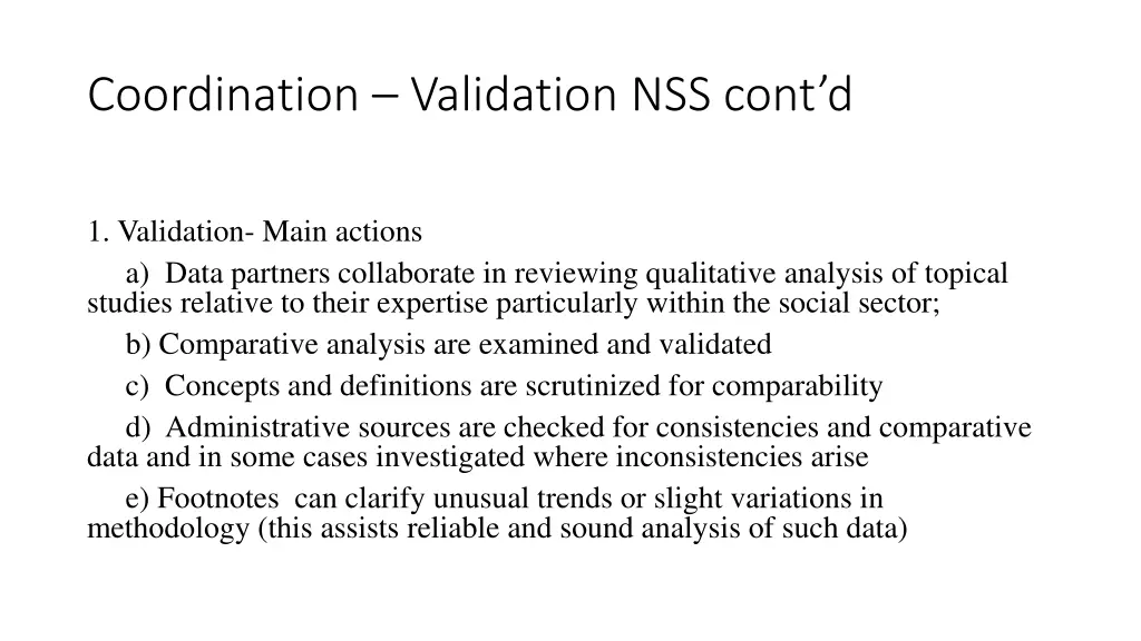 coordination validation nss cont d