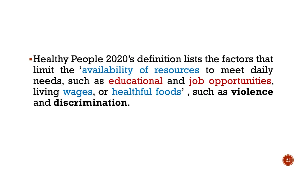 healthy people 2020 s definition lists