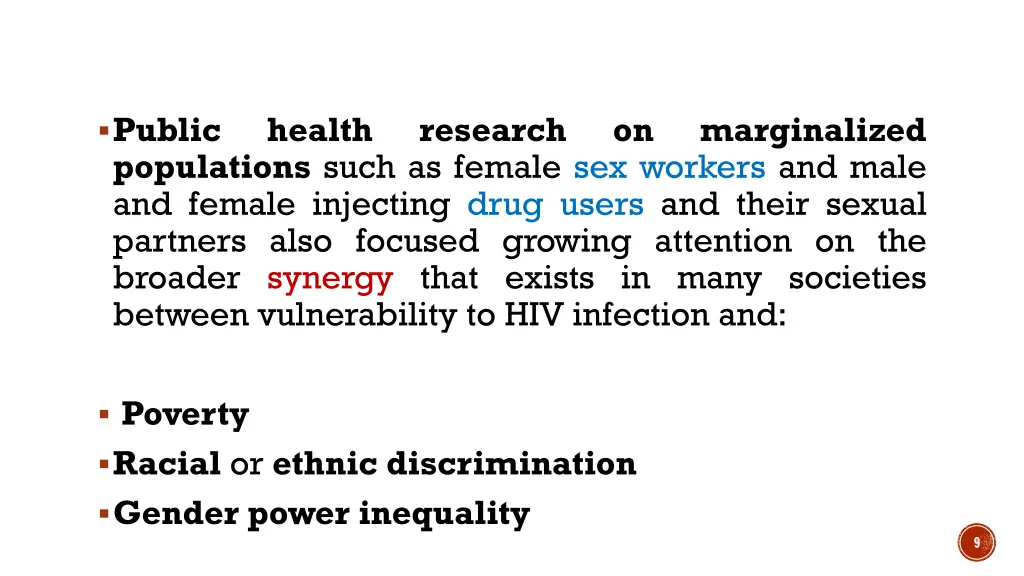 public populations such as female sex workers
