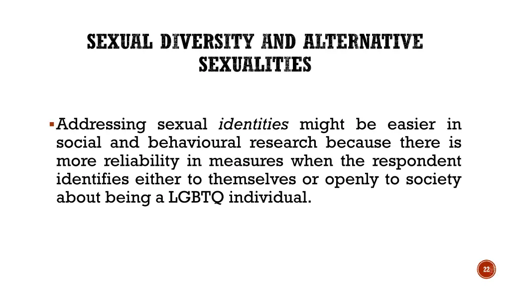 sexual diversity and alternative sexualities