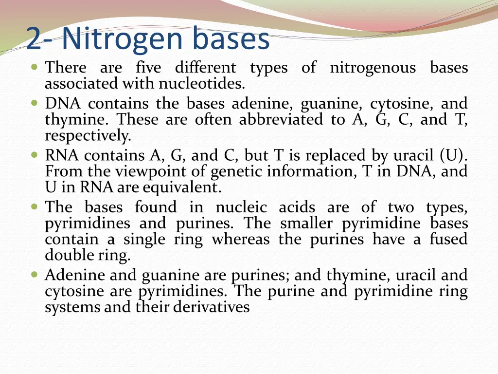 2 nitrogen bases there are five different types
