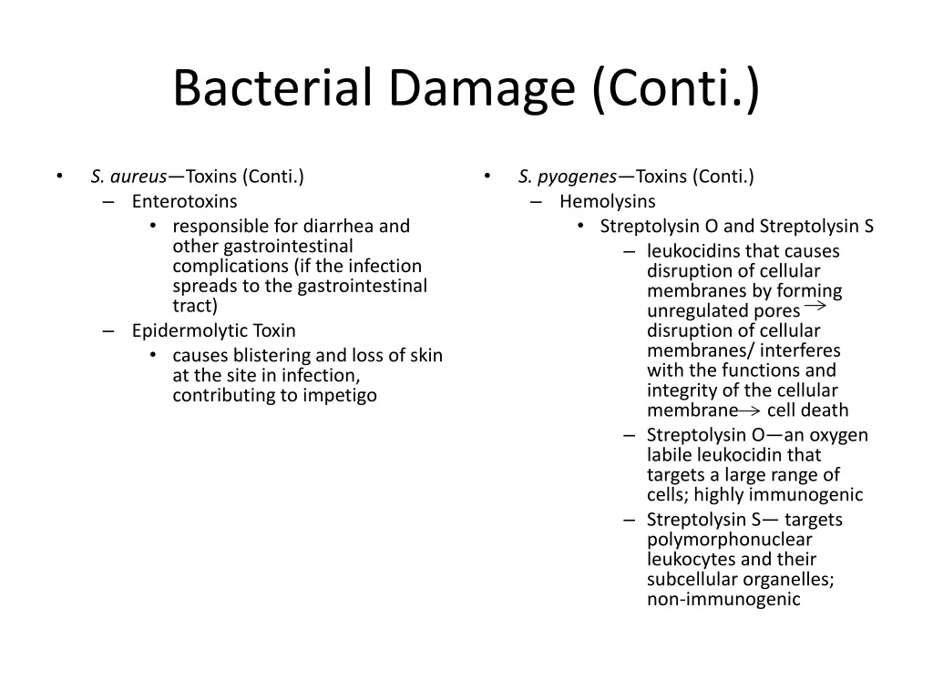 bacterial damage conti 1