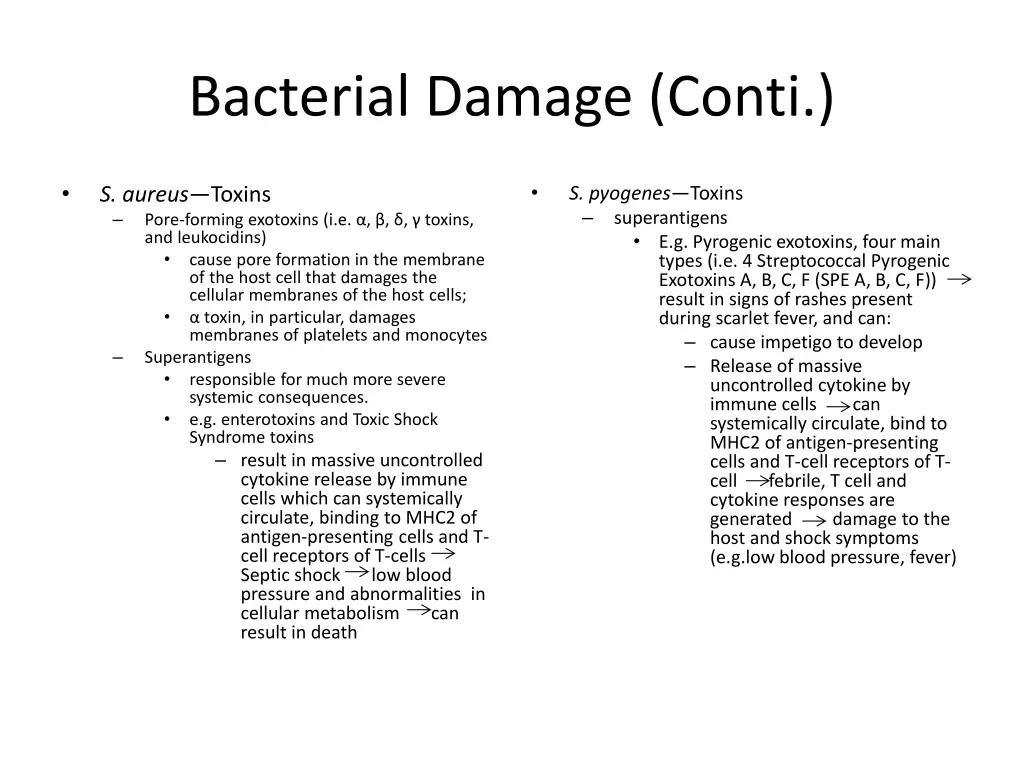 bacterial damage conti