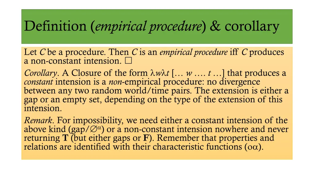 definition empirical procedure corollary