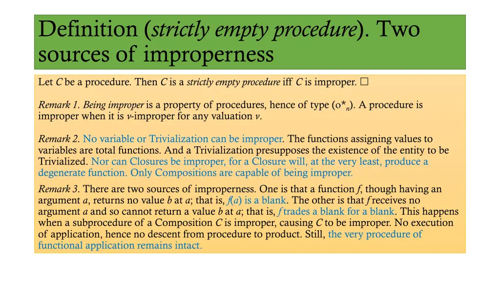 definition strictly empty procedure two sources