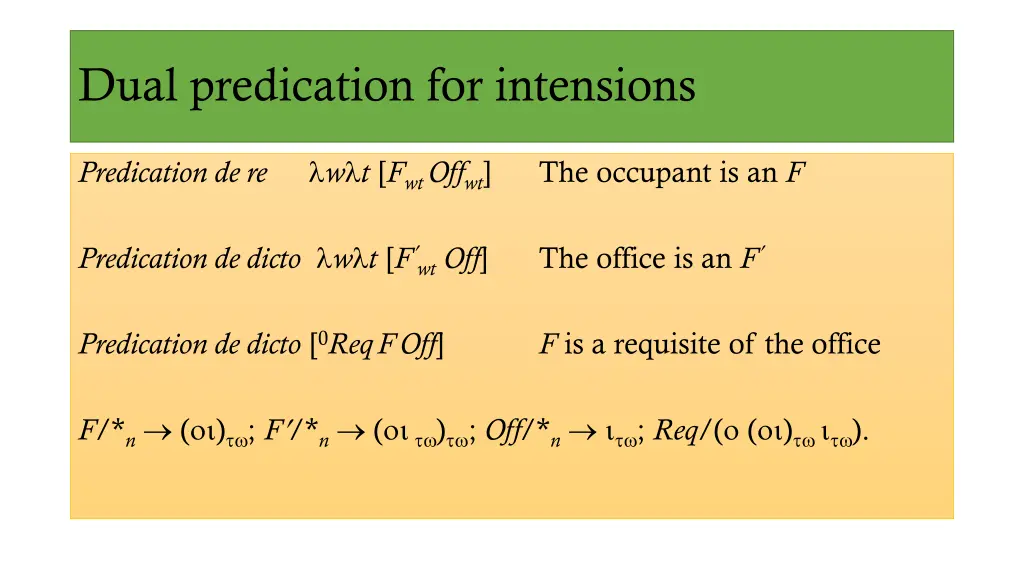 dual predication for intensions